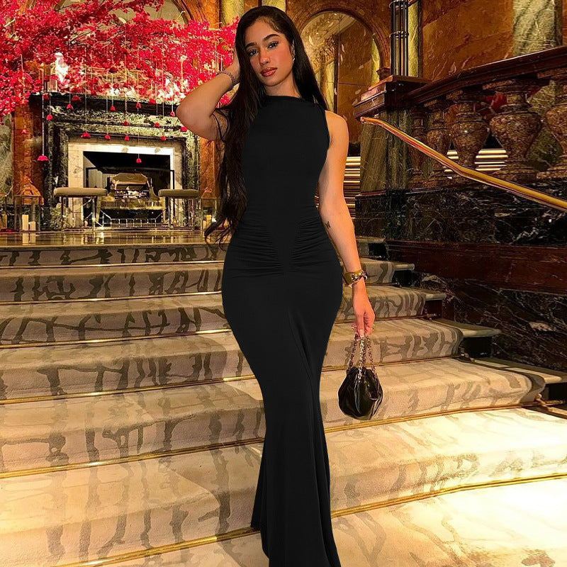The Amalfi Slim Fit Pleated Maxi Dress