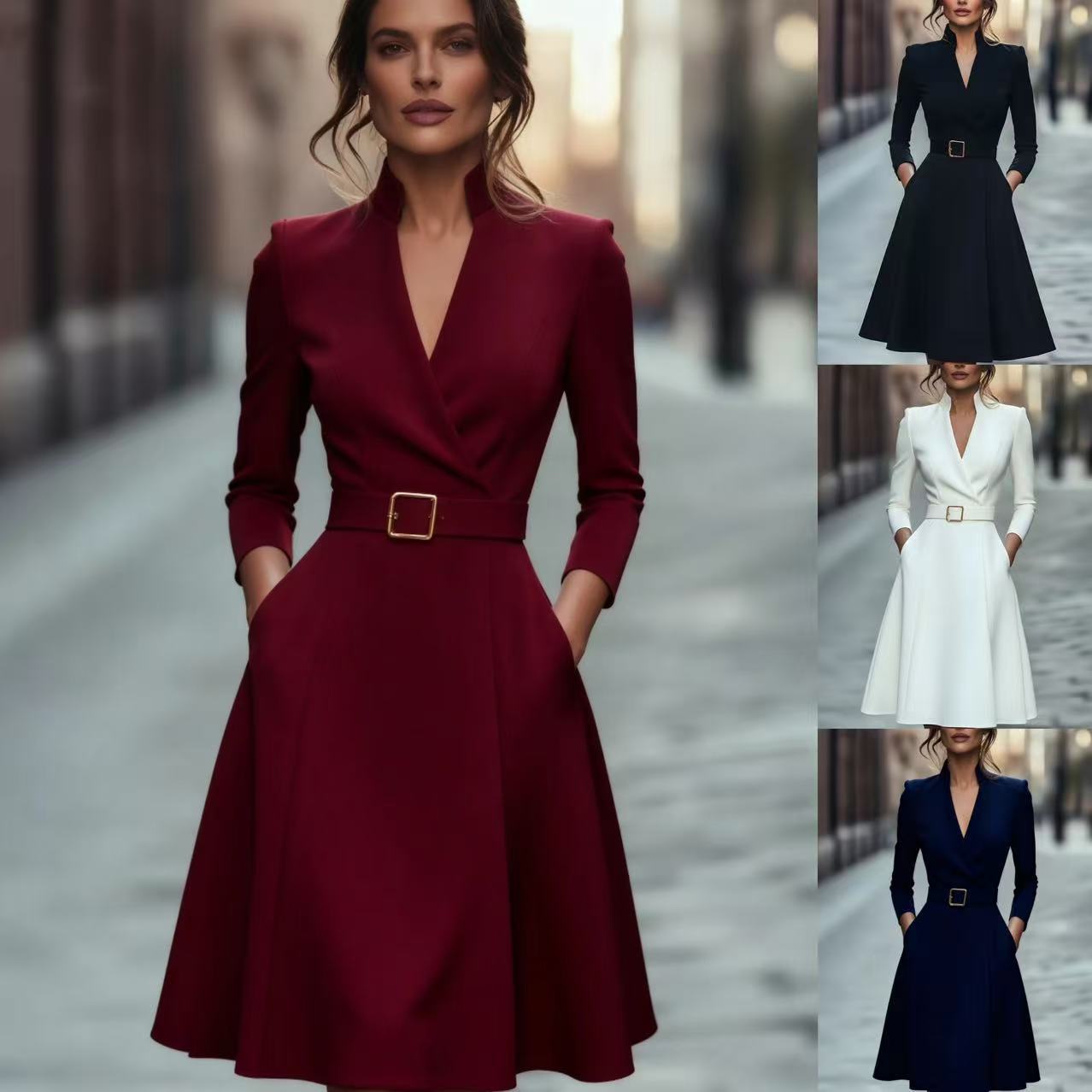 The Riviera Belted A-Line Midi Dress