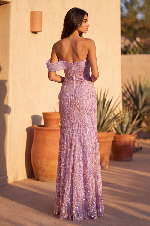 Rose beaded corset-bodice evening gown, alternate angle