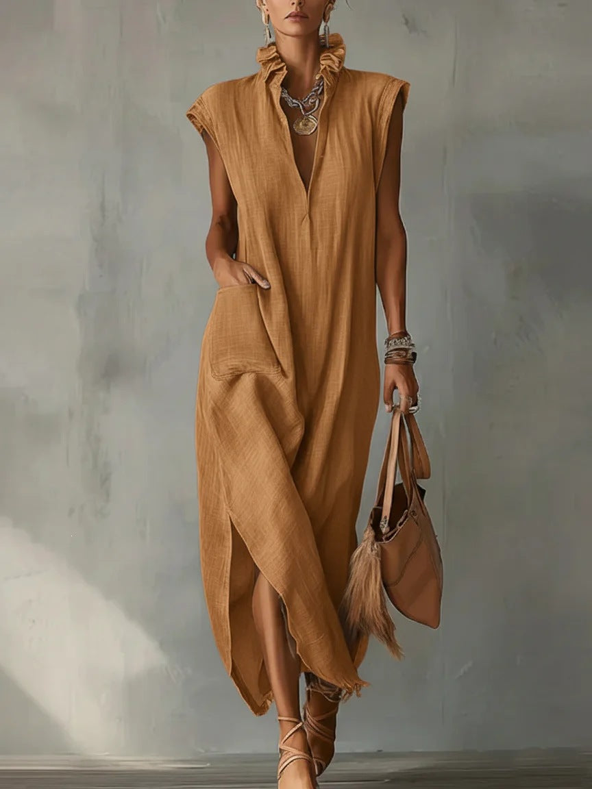 Women's Casual Sleeveless V-Neck Dress