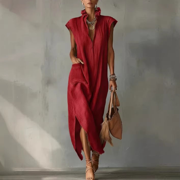Women's Casual Sleeveless V-Neck Dress