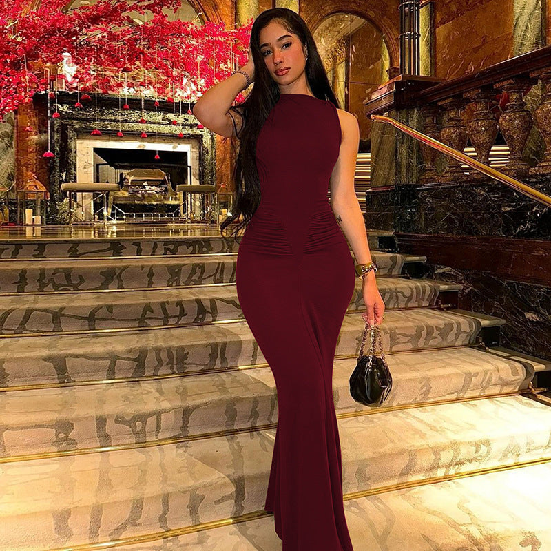 The Amalfi Slim Fit Pleated Maxi Dress