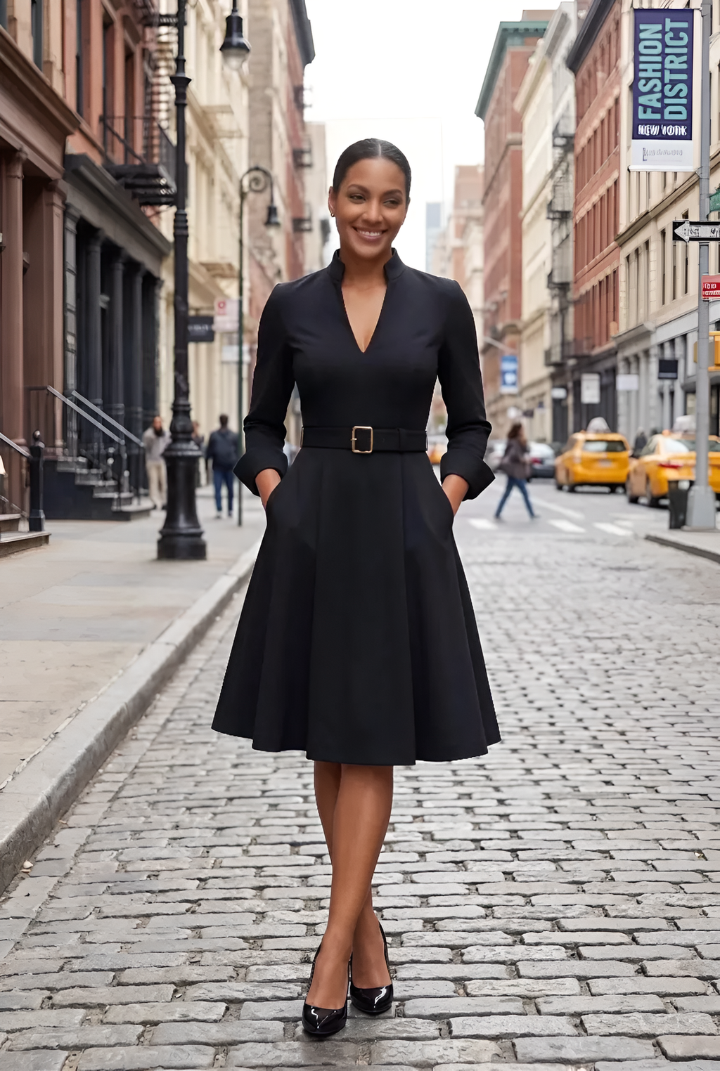 The Riviera Belted A-Line Midi Dress