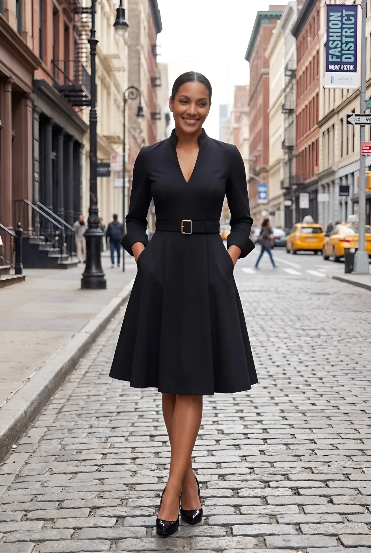The Riviera Belted A-Line Midi Dress