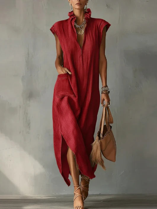 Women's Casual Sleeveless V-Neck Dress