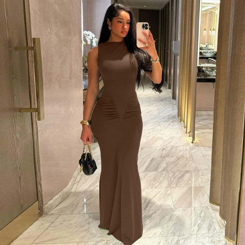 The Amalfi Slim Fit Pleated Maxi Dress