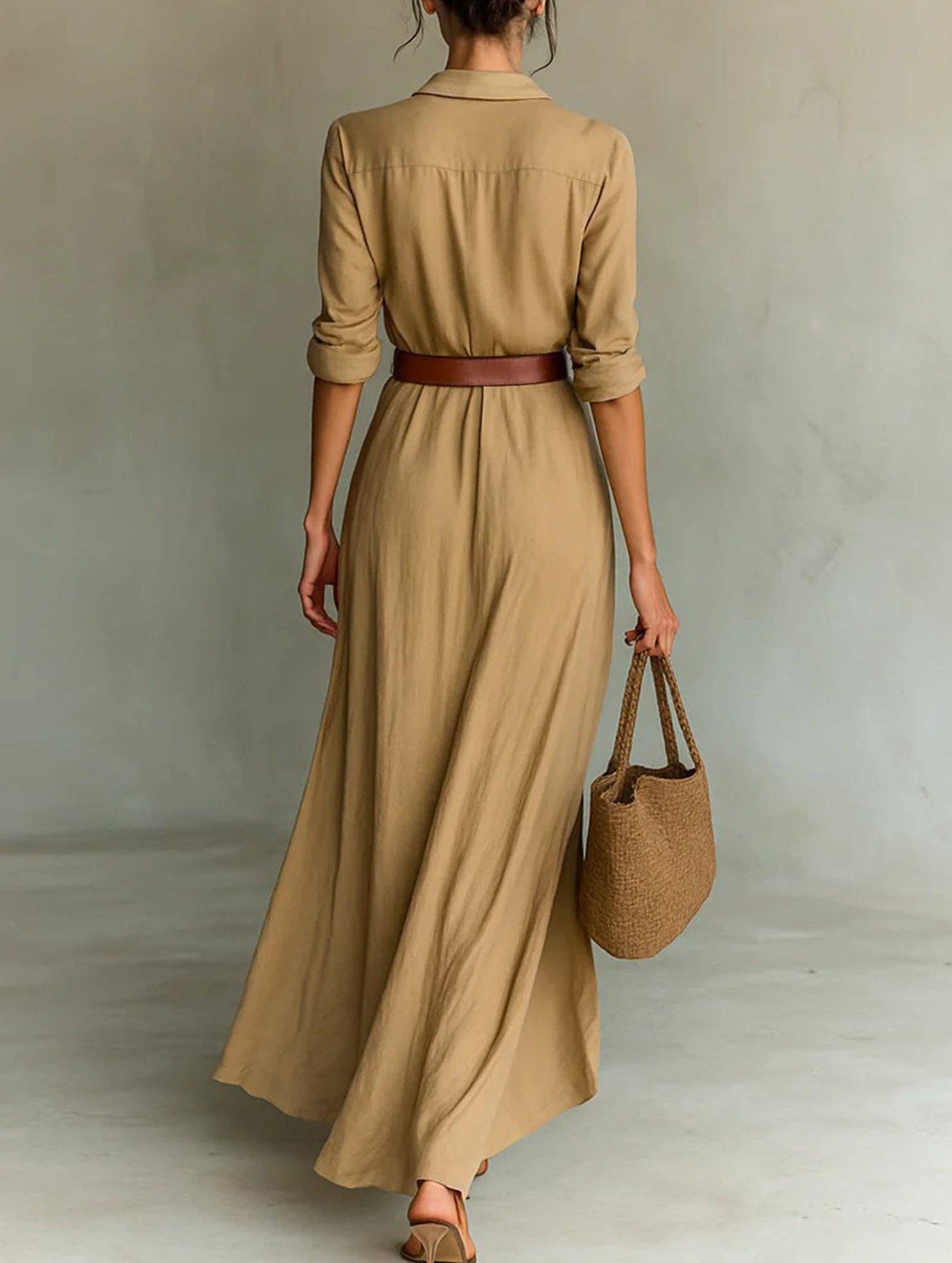 Solid Color Irregular Pleated Dress